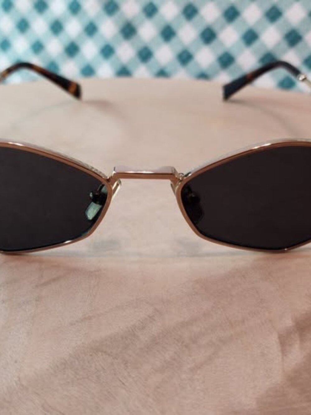 Miu Miu SMU 56Z Geometric Gold Sunglasses + Velvet Case